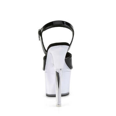 Босоножки Illuminator-709, каблук 7 дюймов, ремешок на щиколотке шириной 2 3/4 дюйма со светодиодной подсветкой, черно-белые