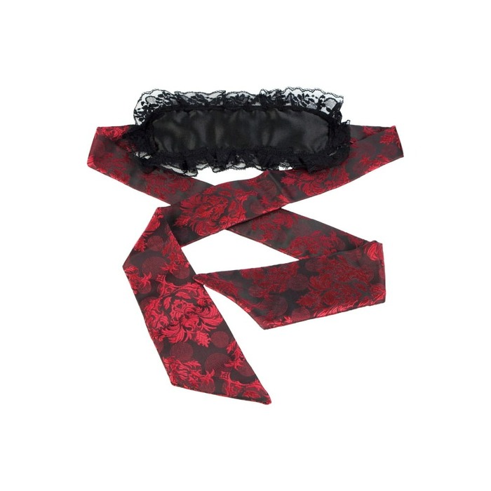 Маска на очі з мереживом та стрічками у візерунок Scandal California Exotic чорно-червона