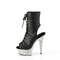 Ботинки Pleaser Bejeweled-1016-6, каблук 6 дюймов, PF 3/4 дюйма, открытый носок/пятка, шнуровка, wRS, черная искусственная кожа/серебристый