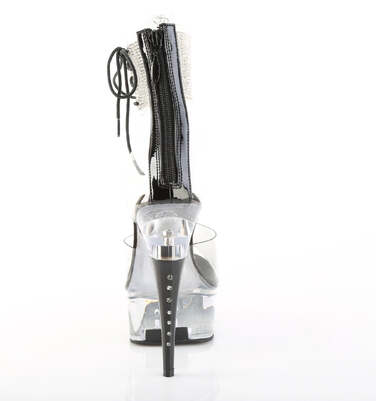 Босоніжки Captiva-624RS на підборах 6 дюймів, босоніжки з манжетою на щиколотці 1 3/4 дюйма PF RS, блискавка ззаду, прозорі/чорні