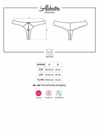 Трусики з інтимним вирізом білий Obsessive ALABASTRA L/XL