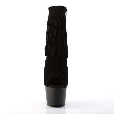 Ботильоны Adore-1019, каблук 7 дюймов, 2 3/4 дюйма, открытый носок/пятка, молния сбоку, чёрная замша/чёрный