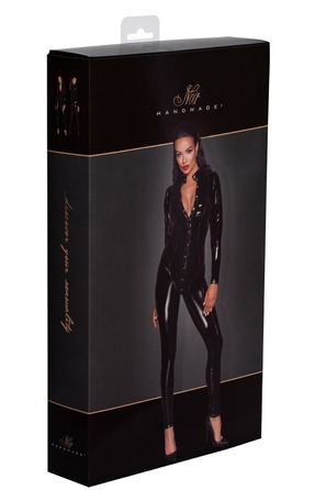 Комбинезон лаковый на кнопках Noir Handmade F247 черный, XL