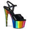 Босоніжки Pleaser Adore-709RC *7 дюймів на підборах, хромовані босоніжки з ремінцем на щиколотці 2 3/4 дюйма, чорні/різнокольорові