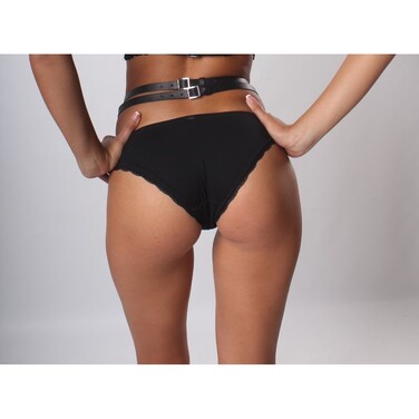 Пояс для чулок Candy Hero S12, натуральная кожа, черный