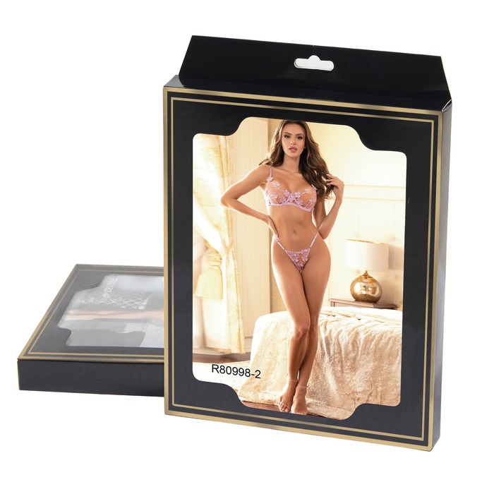 Комплект рожевий білизни в квіточку Star Night з регульованими трусиками, XS/S