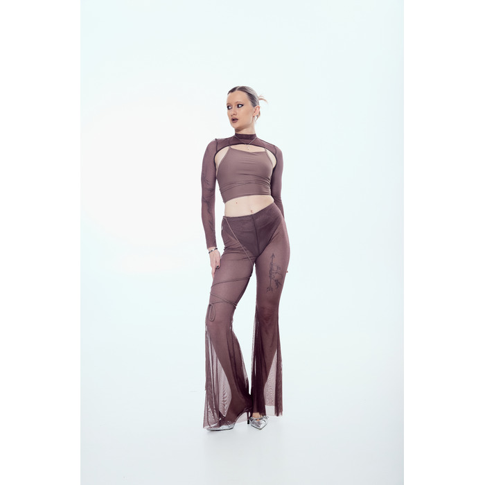 SILHOUETTE PANTS Mocha brown mesh_ коричневий мокко сітка