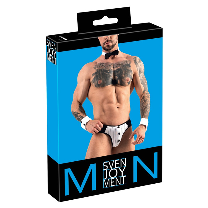 Мужской костюм Sven Joy Men's Jock Briefs из трех предметов, черно-белый, размер S