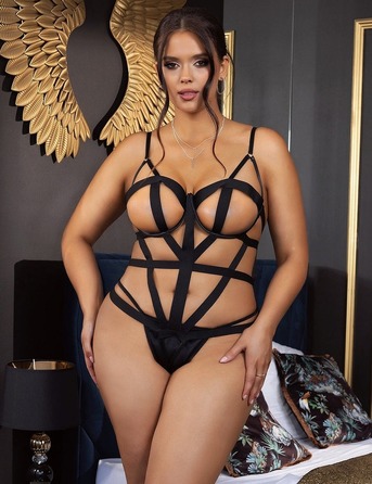 Сексуальное контурное боди Star Night Bondage Bodysuit черное, XL