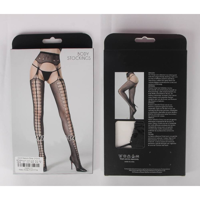 Колготки, що імітують панчохи з безшовними пажами Star Night Pantyhose чорний, XS-M