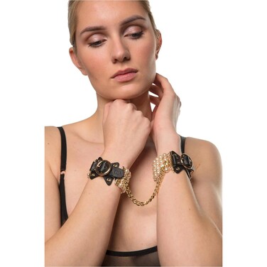 Наручники Guilty Pleasure Allure з перлами, чорно-золоті