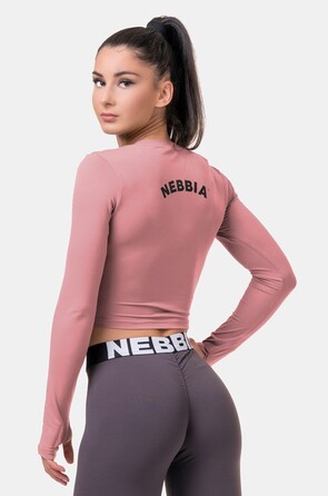 Топ Long Sleeve Thumbhole Sporty Crop Top Old Rose 585 Roze