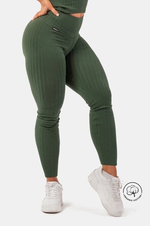 Легінси Organic Cotton Ribbed High-Waist Leggings 405 Dark Green