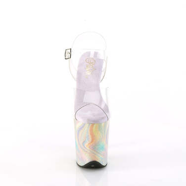 Босоножки Flamingo-808CRF *Каблук 8 дюймов, ремешок на щиколотке 4 дюйма, прозрачный/фиолетовый