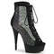 Чоботи Pleaser Delight-600-33RM *6 дюймів на підборах, 1 3/4 дюйма з відкритим носком та шнурівкою, чорні замшеві/чорні