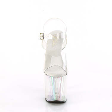 Босоніжки Enchant-708HT на підборах 8 дюймів, з ремінцем на щиколотці 3 3/4 дюйма, прозорі/голографічні