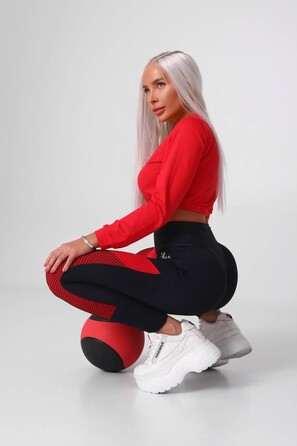 Топ спортивний Fitzona Red Jacket з блискавкою, компресійний для фітнесу та йоги