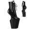 Чоботи Pleaser Boots Worship-1020 без підборів, 10 дюймів, зі шнурівкою спереду 4 3/4 дюйма, чорний лакований колір, блискавка всередині
