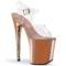 Босоніжки Pleaser Flamingo-808 на підборах 8 дюймів, босоніжки з ремінцем на щиколотці 4 дюйми, прозорі/рожево-золоті