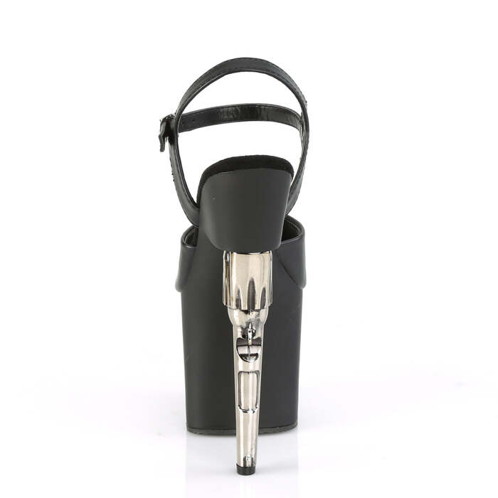 Босоножки Bondgirl-709 *7 1/2 дюйма, каблук-пистолет, 3 1/2 дюйма, ремешком на щиколотке, чёрная искусственная кожа/чёрный