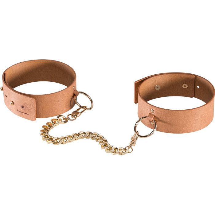 Наручники Bijoux Indiscrets MAZE - Wide Cuffs Brown, экокожа, стильные браслеты