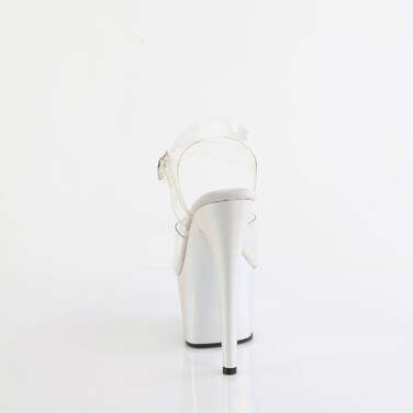 Босоножки Adore-708LQ, каблук 7 дюймов, ремешок на щиколотке шириной 2 3/4 дюйма, прозрачный/серебристый