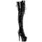 Чоботи Pleaser Adore-3022 на підборах 7 дюймів, чоботи зі шнурівкою спереду до стегна 2 3/4 дюйма, з блискавкою збоку, чорні