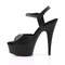 Босоножки Pleaser Delight-609, каблук 15 см, ремешок на щиколотке шириной 3,5 см, чёрная искусственная кожа/чёрный