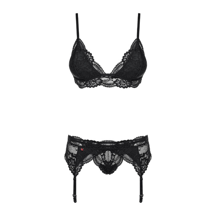 Пояс зі стрингами Obsessive 855-GAR-1 чорний, L/XL