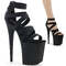 Босоніжки Pleaser Flamingo-859 *8 дюймів на підборах, 4 дюйми з ремінцем на щиколотці з перехресним ремінцем, блискавка ззаду, чорні, з веганської шкіри/чорний