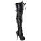 Чоботи Pleaser Delight-3028 6 дюймів на шнурівці з потрійною пряжкою PF BT, бічна блискавка, чорні, веганська шкіра/чорний