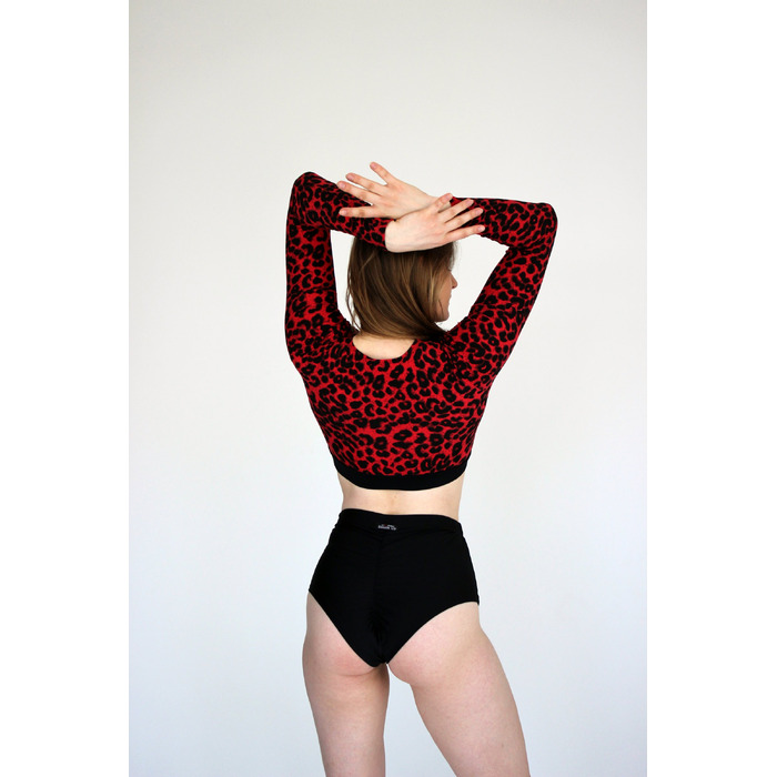 Animal Prints – Рашгард З Довгим Рукавом Для Pole Dance, Heels та Сценічних Виступів - червоний леопард