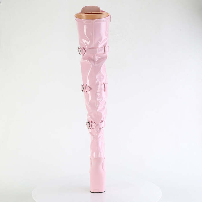 Сапоги Craze-3028, высота 8 дюймов, без каблука, высота 3 дюйма, ботфорты с PF-застежкой, шнуровкой спереди, молния сбоку, нежно-розовый