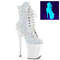 Чоботи Pleaser Flamingo-1020LG на підборах 8 дюймів, черевики до щиколотки 4 дюйми з УФ-захистом, блискавка збоку, білі
