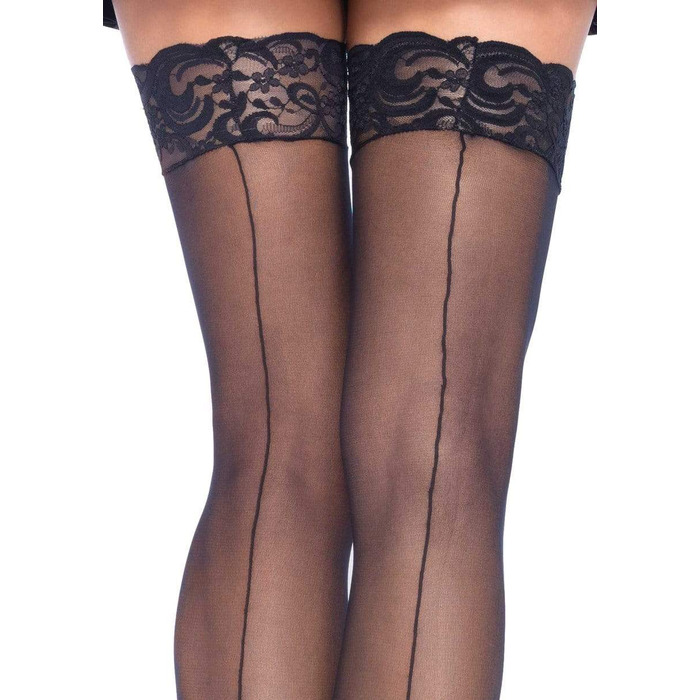 Панчохи з мереживною коронкою Leg Avenue One Size Nuna Sheer Thigh High Stockings, чорні