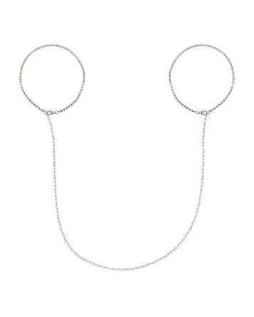 Наручники из цепочки украшенные камнями Obsessive Bijoux 907, серебристые
