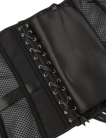 Корсет из сетки Star Night с крючками и шнуровкой, черный, S (без коробки)