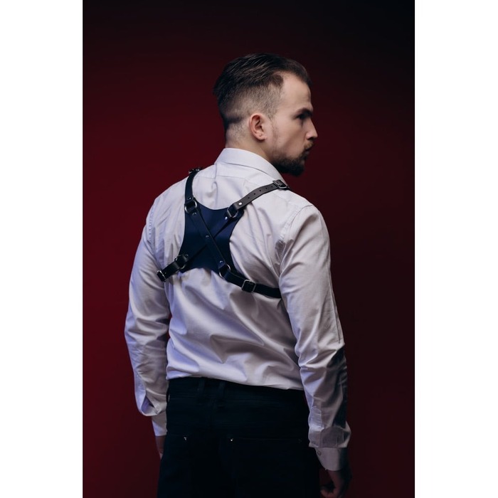 Портупея мужская One Size Р20 на грудь, натуральная кожа, черная