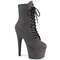 Чоботи Pleaser Adore-1020FS *7-дюймовий каблук, 2 3/4-дюймові черевики до щиколотки зі шнурівкою, бічна блискавка, сіра штучна замша