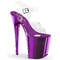 Босоніжки Pleaser Flamingo-808 на підборах 8 дюймів, босоніжки з ремінцем на щиколотці 4 дюйми з хромованою підошвою, прозорі/фіолетові