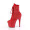 Чоботи Pleaser Adore-1020RM *7-дюймовий каблук, черевики до щиколотки з сіткою RS 2 3/4 дюйма на шнурівці збоку, червона штучна замша/червоний матовий колір