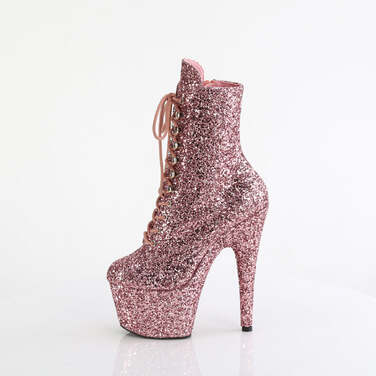 Ботильоны Adore-1020GWR *Каблук 7 дюймов, высота 2 3/4 дюйма, шнуровка, блестящие ботильоны, молния сбоку, розовое золото