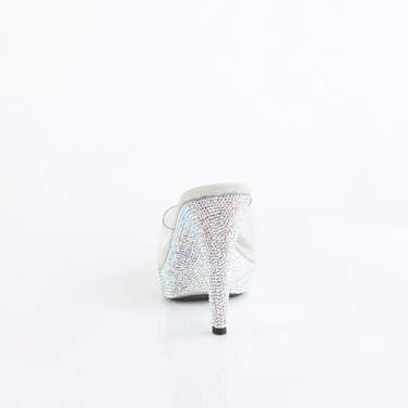 Шльопанці Cocktail-501DM, каблук 5 дюймів, шльопанці 1 дюйм, прозорі/сріблясті