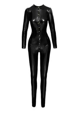 Комбинезон лаковый на кнопках Noir Handmade F247 черный, XL