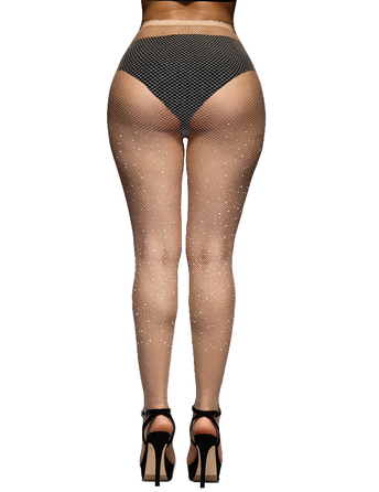 Колготки в сеточку со стразами Star Night телесного цвета XS-M