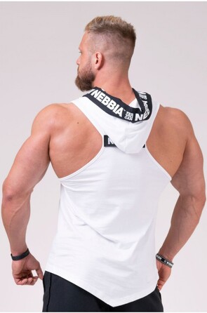 Майка с капюшоном NEBBIA NO EXCUSES Tank Top with a Hoodie 173 white
