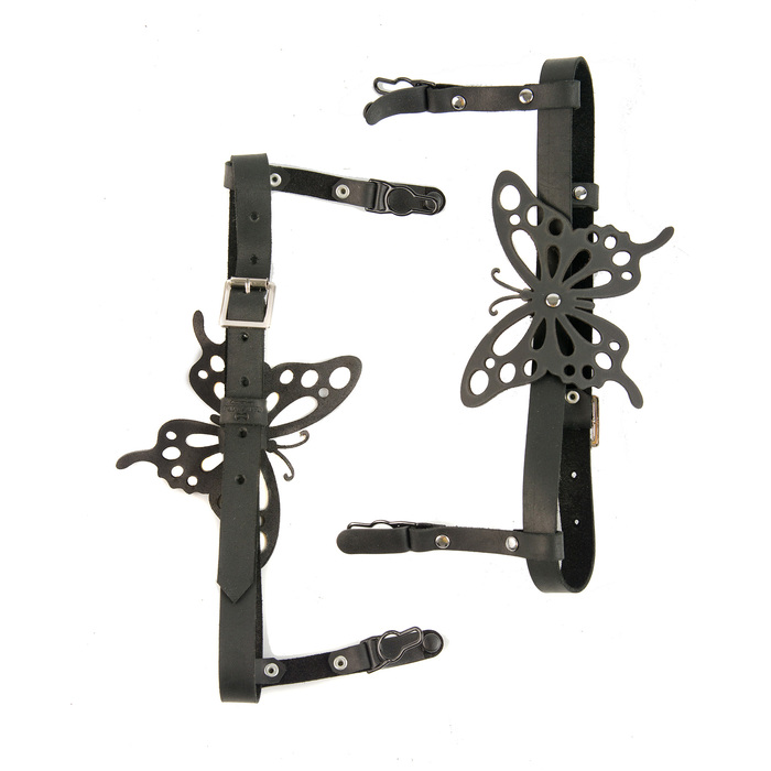 Подвязка для чулок с бабочкой 'модель S10B' красная, экокожа, ручная работа