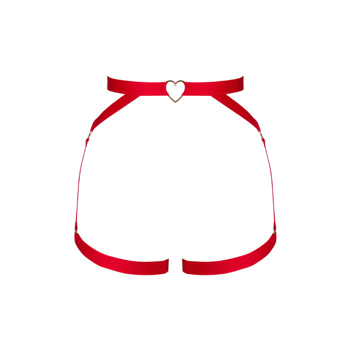 Портупея на стегна Obsessive Elianes червона, M/L