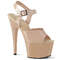 Босоніжки Pleaser Adore-708N на підборах 7 дюймів, з ремінцем на щиколотці 2 3/4 дюйма, бежеві