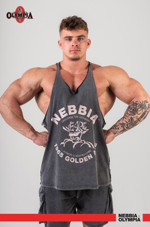 Майка Nebbia Washed Muscle Back Stringer GOLDEN AGE Black 791
